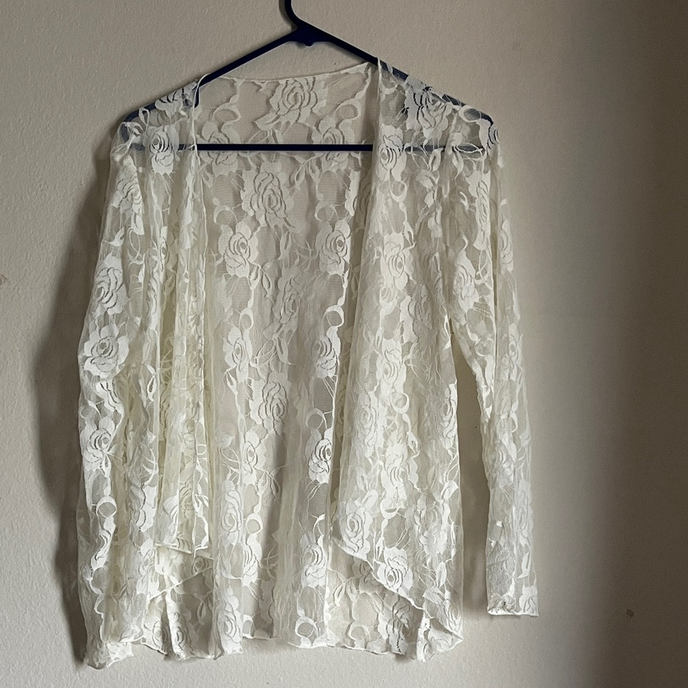 Elegant Lace Long Sleeve Top - Cream